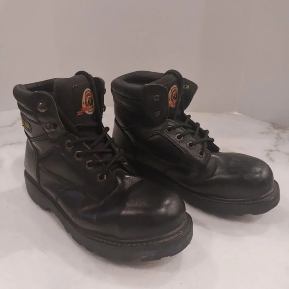 Brahma Gus Steel Toe Mens Work Leather‎ Boots Black Size 8.5EE